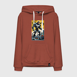 Толстовка-худи хлопковая мужская Trump-Venom superhero - ai art fantasy, цвет: кирпичный