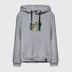 Толстовка-худи хлопковая мужская Фото пейзаж, цвет: меланж