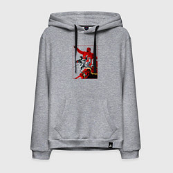 Толстовка-худи хлопковая мужская Ленин и народ, цвет: меланж