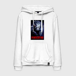 Толстовка-худи хлопковая мужская Predator in the helmet, цвет: белый