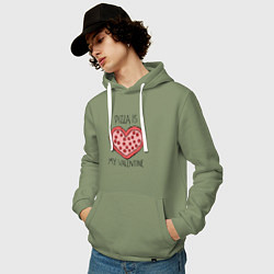 Толстовка-худи хлопковая мужская Pizza for valentine, цвет: авокадо — фото 2