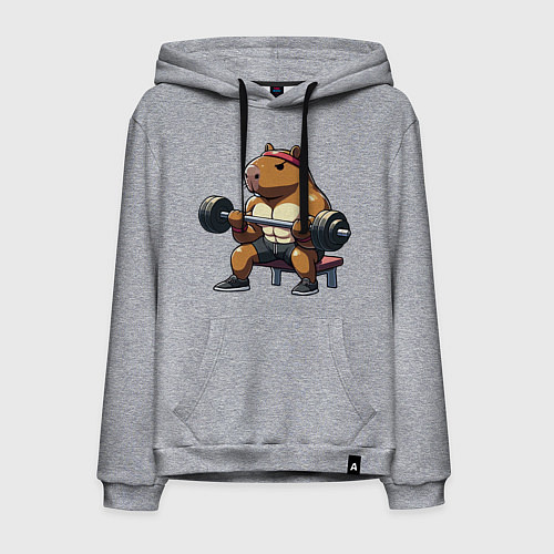 Мужская толстовка-худи Капибара жим / Меланж – фото 1