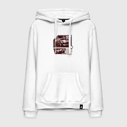 Толстовка-худи хлопковая мужская Автомобили для стритрейсинга, цвет: белый