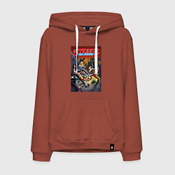 Толстовка-худи хлопковая мужская Обнаженный кулак - улицы ярости, цвет: кирпичный