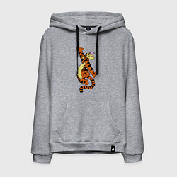 Толстовка-худи хлопковая мужская Винни пух - тигра, цвет: меланж