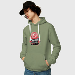 Толстовка-худи хлопковая мужская Авто рожденные в СССР, цвет: авокадо — фото 2