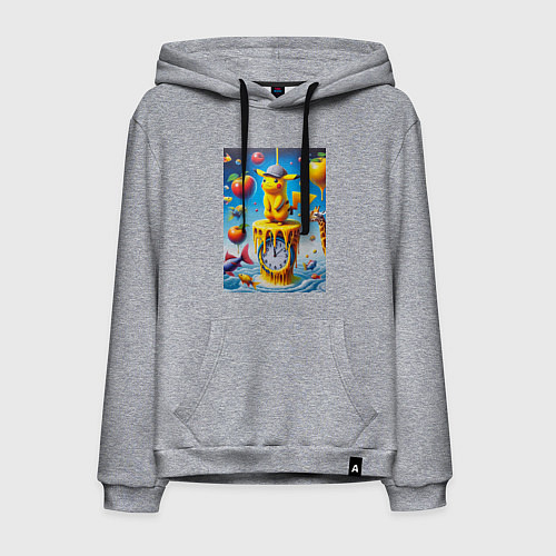 Мужская толстовка-худи Funny Pikachu and fishes - surrealism / Меланж – фото 1