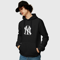 Толстовка-худи хлопковая мужская New York yankees - baseball logo, цвет: черный — фото 2