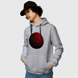 Толстовка-худи хлопковая мужская Планета арт, багровая, цвет: меланж — фото 2