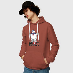 Толстовка-худи хлопковая мужская Ghostbusters - stay puft, цвет: кирпичный — фото 2