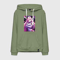 Толстовка-худи хлопковая мужская Zero two Darling in the Franxx - ai art, цвет: авокадо