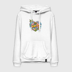 Толстовка-худи хлопковая мужская Яркое лето, цвет: белый