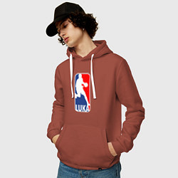 Толстовка-худи хлопковая мужская NBA Luka, цвет: кирпичный — фото 2