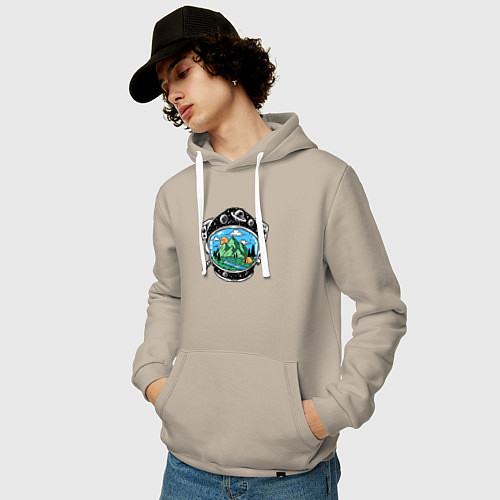 Мужская толстовка-худи Space camp / Миндальный – фото 3