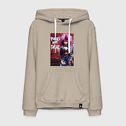 Толстовка-худи хлопковая мужская Punks not dead - cool Barbie ai art, цвет: миндальный