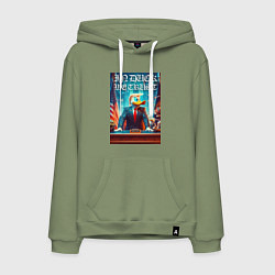 Толстовка-худи хлопковая мужская Мы верим в утку - мем, цвет: авокадо