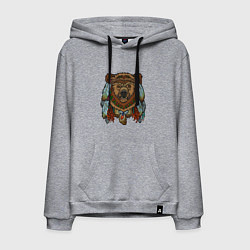 Толстовка-худи хлопковая мужская Русский медведь, цвет: меланж