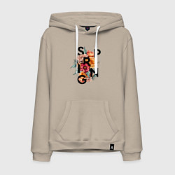 Толстовка-худи хлопковая мужская Spring flowers, цвет: миндальный