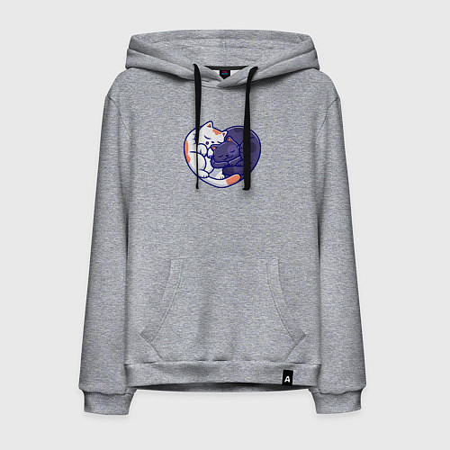 Мужская толстовка-худи Сердечные котики / Меланж – фото 1