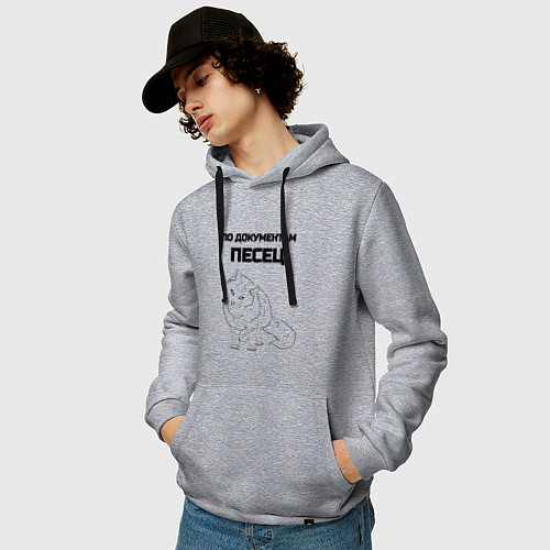 Мужская толстовка-худи По документам песец / Меланж – фото 3