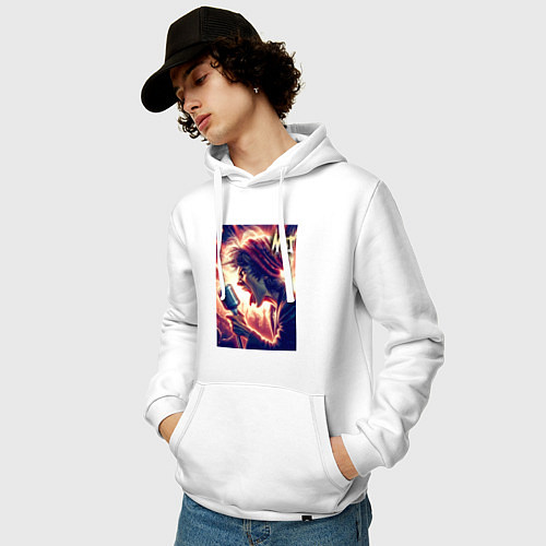 Мужская толстовка-худи Mick Jagger is vocalist of the Rolling Stones / Белый – фото 3