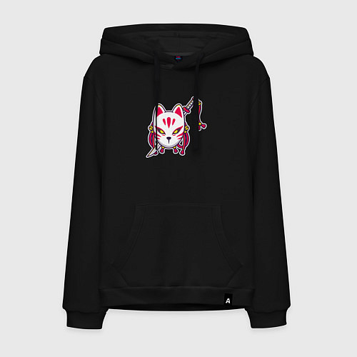 Мужская толстовка-худи Кошка самурай / Черный – фото 1