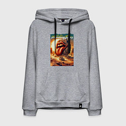 Толстовка-худи хлопковая мужская Rolling Stones - stylization of the logo, цвет: меланж