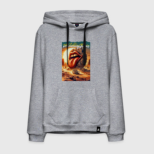 Мужская толстовка-худи Rolling Stones - stylization of the logo / Меланж – фото 1