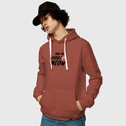 Толстовка-худи хлопковая мужская Hug me right meow, цвет: кирпичный — фото 2