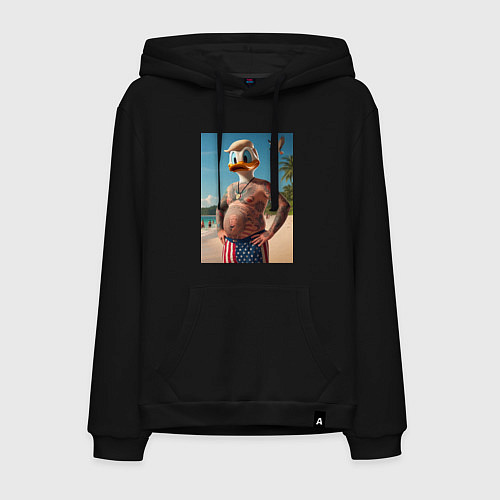 Мужская толстовка-худи Donald Duck-Trump on a Florida beach / Черный – фото 1