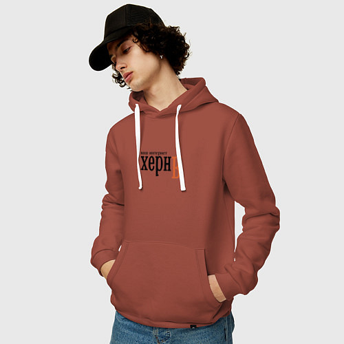 Мужская толстовка-худи Яндекс ваш интернет херня / Кирпичный – фото 3