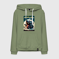 Толстовка-худи хлопковая мужская Волки Роллинг Стоунз - фантазия, цвет: авокадо