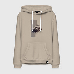 Толстовка-худи хлопковая мужская Спорткар для уличной гонки, цвет: миндальный