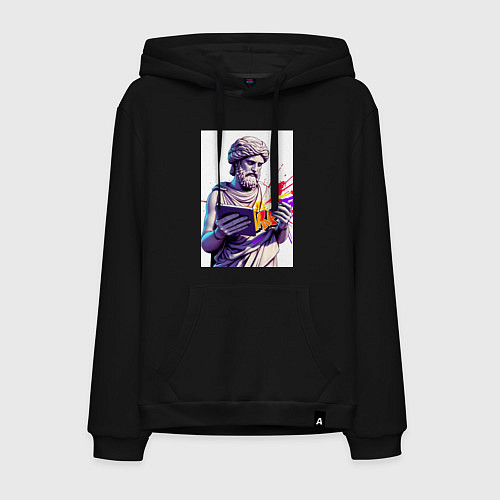 Мужская толстовка-худи Античная статуя и граффити / Черный – фото 1