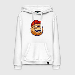 Толстовка-худи хлопковая мужская Печенье в кепке, цвет: белый