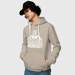 Толстовка-худи хлопковая мужская Arnold - hasta la vista workout, цвет: миндальный — фото 2