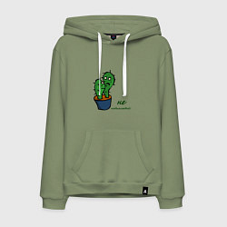 Толстовка-худи хлопковая мужская Говорящие кактусы, цвет: авокадо