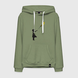 Толстовка-худи хлопковая мужская Девочка и банан, цвет: авокадо