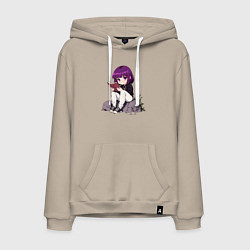 Толстовка-худи хлопковая мужская Девочка с книжкой, цвет: миндальный