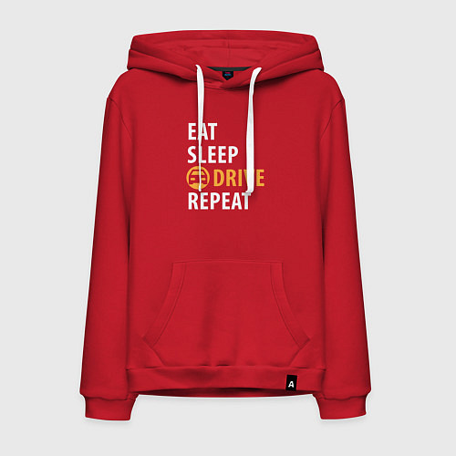Мужская толстовка-худи Eat sleep drive / Красный – фото 1
