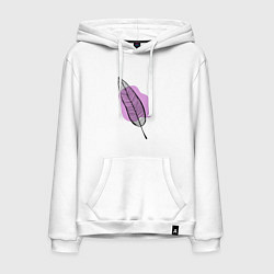Толстовка-худи хлопковая мужская Контуры листа на сливовом, цвет: белый