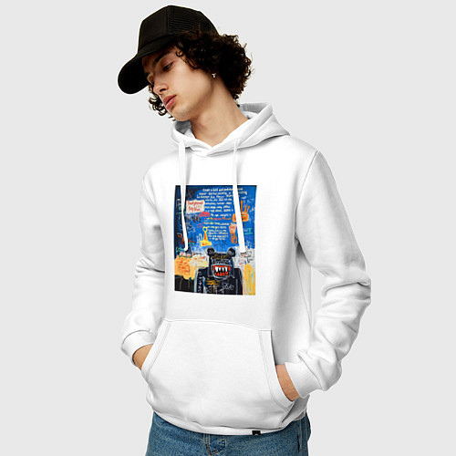 Мужская толстовка-худи Ярко синее граффити с медведем / Белый – фото 3