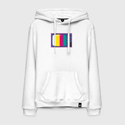 Толстовка-худи хлопковая мужская Ретро телевизор, цвет: белый