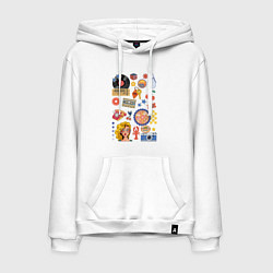 Толстовка-худи хлопковая мужская Ретро вещи из 90 годов, цвет: белый