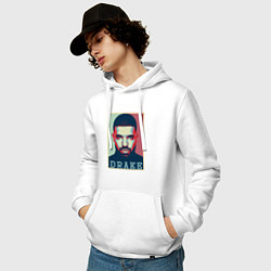 Толстовка-худи хлопковая мужская Drake, цвет: белый — фото 2