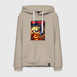Толстовка-худи хлопковая мужская Tom vs Jerry - halloween fantasy, цвет: миндальный