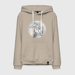 Толстовка-худи хлопковая мужская Черепа лошадей, цвет: миндальный