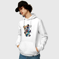 Толстовка-худи хлопковая мужская Funny panda cub - anime, цвет: белый — фото 2