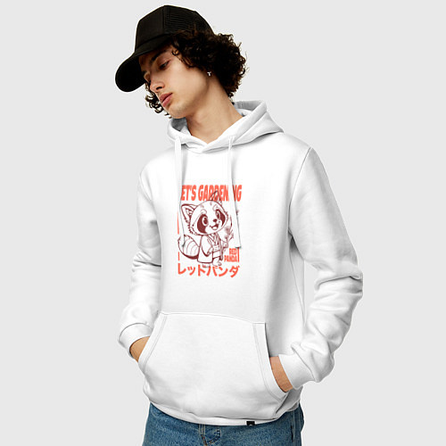 Мужская толстовка-худи Lets gardening red panda / Белый – фото 3