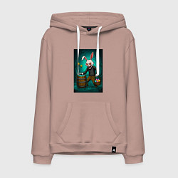 Толстовка-худи хлопковая мужская Кошмар на Пасху, цвет: пыльно-розовый